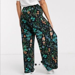 Wide leg floral pants